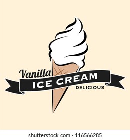 Vanilla ice cream vintage retro label