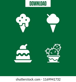 vanilla icon. 4 vanilla vector set. pudding, ice cream and cactus icons for web and design about vanilla theme