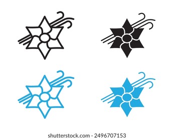 Vanilla icon black and white vector outline sign