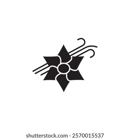 Vanilla icon black and white vector outline sign
