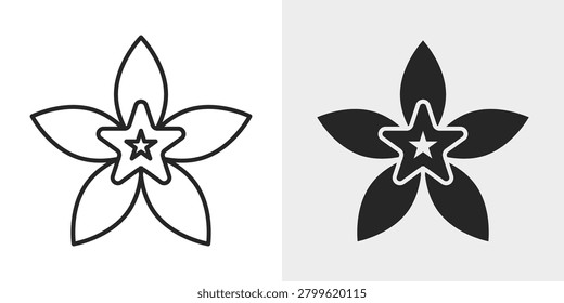 Vanilla Icon represents natural flavoring, baking ingredients, and sweet food preparation.