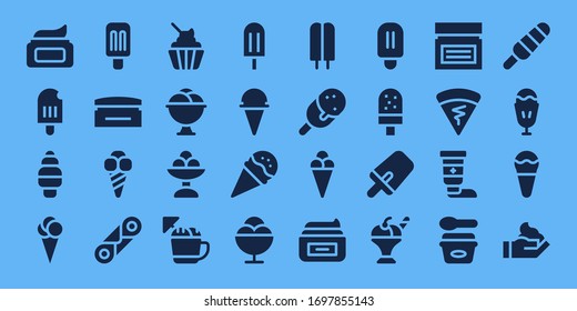 conjunto de iconos de vainilla. 32 iconos de vainilla rellenos. Crema incluida, pórticos, helado, cannoli, crepe, iconos de suéter