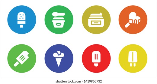 vanilla icon set. 8 filled vanilla icons.  Simple modern icons about  - Ice cream, Cream, Popsicle