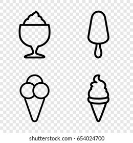 Vanilla icons set. set of 4 vanilla outline icons such as ice cream, ice cream on stick