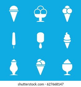 Vanilla icons set. set of 9 vanilla filled icons such as ice cream, ice cream on stick