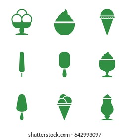 Vanilla icons set. set of 9 vanilla filled icons such as ice cream, ice cream on stick