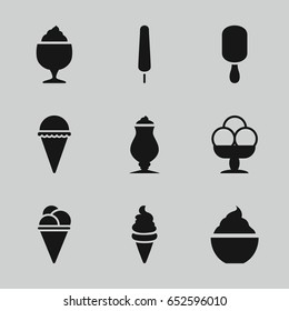 Vanilla icons set. set of 9 vanilla filled icons such as ice cream, ice cream on stick
