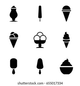Vanilla icons set. set of 9 vanilla filled icons such as ice cream, ice cream on stick