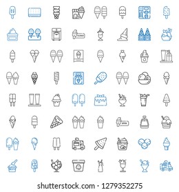 vanilla icons set. Collection of vanilla with ice truck, sorbet, ice cream, whipped cream, popsicle, ice cream car, ice cream cone. Editable and scalable vanilla icons.