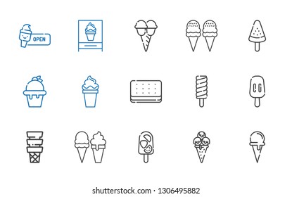 vanilla icons set. Collection of vanilla with ice cream cone, ice cream, popsicle. Editable and scalable vanilla icons.