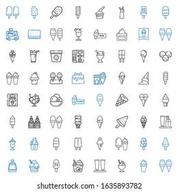 vanilla icons set. Collection of vanilla with ice cream, cream, popsicle, frozen yogurt, ice cream machine, caramel, ice cone, sorbet. Editable and scalable vanilla icons.