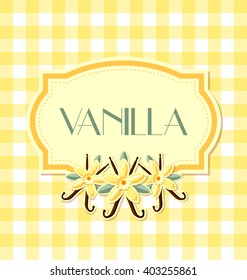 Vanilla label in retro style on squared background