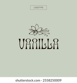 Vanilla logo. Brand image. Isotype. Modern text. Icon