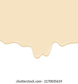 Vanilla or milk cream melted on white background. Sweet ice cream template or mockup. Vector illustration.