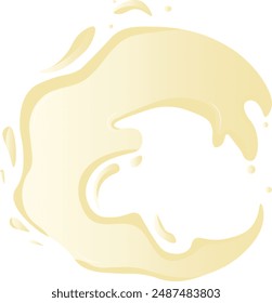 Vanilla Milk Splash with Gradient Color. Isolated on White Background. Vector Illustraion in Cartoon Style.