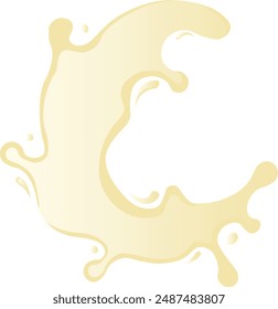 Vanilla Milk Splash with Gradient Color. Isolated on White Background. Vector Illustraion in Cartoon Style.