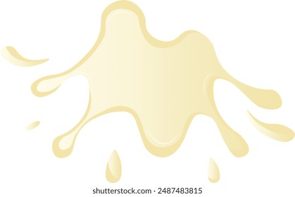 Vanilla Milk Splash with Gradient Color. Isolated on White Background. Vector Illustraion in Cartoon Style.