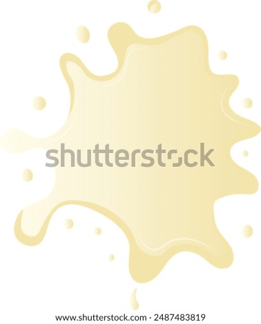 Vanilla Milk Splash with Gradient Color. Isolated on White Background. Vector Illustraion in Cartoon Style.