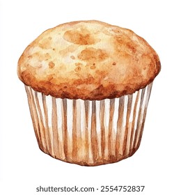 vanilla Muffin watercolor clipart illustration