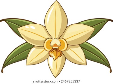 Eine Vanille-Orchideenblume Vektorgrafik Illustration