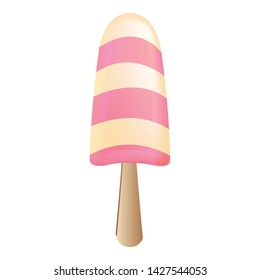 Vanilla pink popsicle icon. Cartoon of vanilla pink popsicle vector icon for web design isolated on white background