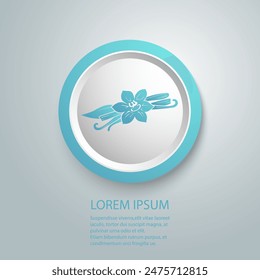 Vanilla Pod Blue Icon, Orchid Bean Sticks, Dry Vanillin Pods, Natural Aroma Dessert Ingredient, Vanilla Planifolia Stick, Vector Flat sign