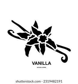 Vanilla Pod Icon, Orchid Bean Sticks, Dry Vanillin Pods, Natural Aroma Dessert Ingredient, Vanilla Planifolia Stick, Vector Illustration