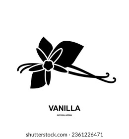 Vanilla Pod Icon, Orchid Bean Sticks, Dry Vanillin Pods, Natural Aroma Dessert Ingredient, Vanilla Planifolia Stick, Vector Illustration