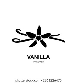 Vanilla Pod Icon, Orchid Bean Sticks, Dry Vanillin Pods, Natural Aroma Dessert Ingredient, Vanilla Planifolia Stick, Vector Illustration