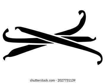 Vanilla Pod - Vector Silhouette Illustration For Logo Or Pictogram. Vanilla Pods, Spices - Element For Sign Or Icon