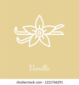 Vanilla pods and blossom icon. Flavoring spices vector symbol.