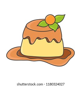 Vanilla pudding. Cute hand drawn illustration vector.