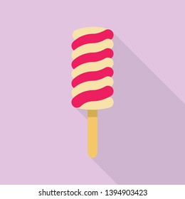 Vanilla red popsicle icon. Flat illustration of vanilla red popsicle vector icon for web design