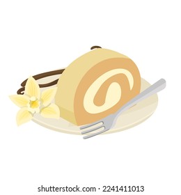 vanilla roll cake on plate