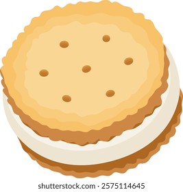 Vanilla Sandwich Cookies Snack Illustration Isolated on White Background