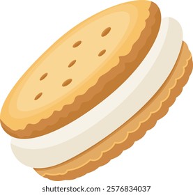 Vanilla Sandwich Cookies Snack Illustration Isolated on White Background
