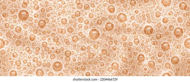 Vanilla Seamless Pattern With Milk Shake Texture Top View. Abstract Vector Background With Bubbles. Cocoa Smoothie Surface. Latte Or Coffee Beverage. Blended Frothy Drink. Ice Cream Cocktail