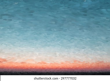 vanilla Sky. abstract sunset landscape. gradient oil painting vector illustration. Background for brochures, covers, flyers, invitations, presentations, positive slogan. calm and beautiful nature