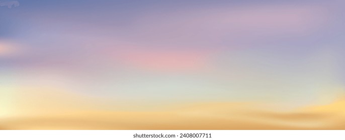 Vanilla sky before sunset, twilight time, gradient background, vector illustration.