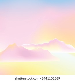 Vanilla sky and pink clouds, line art, illustration , Vector