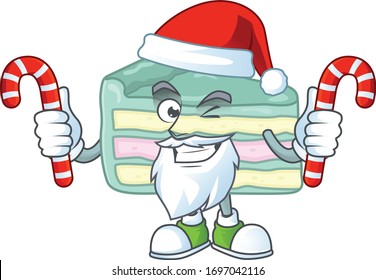 Vanilla Slice Kuchen bescheidener Santa Cartoon Charakter mit Süßigkeiten