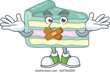 Vanilla slice cake mascot cartoon design with quiet finger gesture