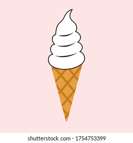 Vanilla soft cream in waffle cone, vanilla soft serve
