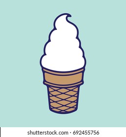 Vanilla Soft Serve Ice Cream Cone simple vintage