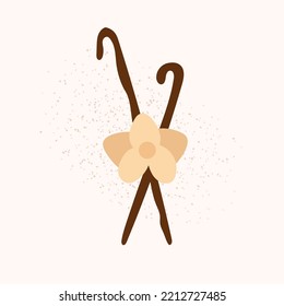Vanilla sticks doodle vector stickers. Isolated hand drawn condiment on white