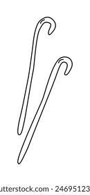 Vanilla sticks or pods, cooking or baking ingredients, doodle style vector outline