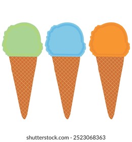 vanilla and strawberry chocolate ice cream scoop in waffle cone Vanilla Ice Cream Cone vector.