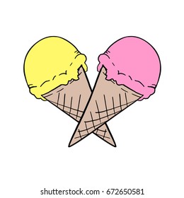 vanilla and strawberry ice cream draw