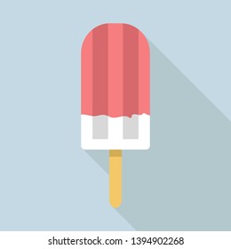 Vanilla strawberry popsicle icon. Flat illustration of vanilla strawberry popsicle vector icon for web design