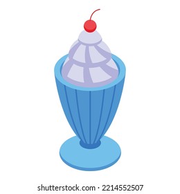 Vanilla sundae icon isometric vector. Cream scoop. Ice frozen